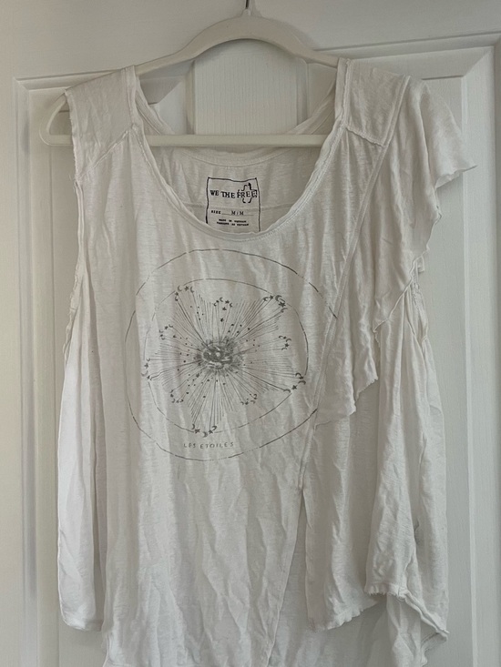 Free People Tops - Pre❤️ Free People White Graphic Asymmetrical Tank - Medium
